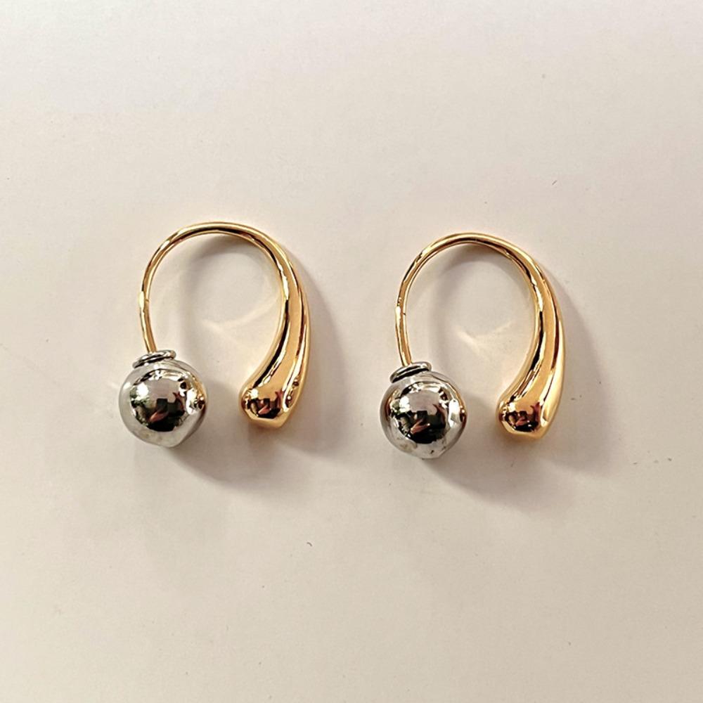 Fashion Retro Individuality Metal Earrings Korean Style Accessories Water Drop Round Ball Earrings