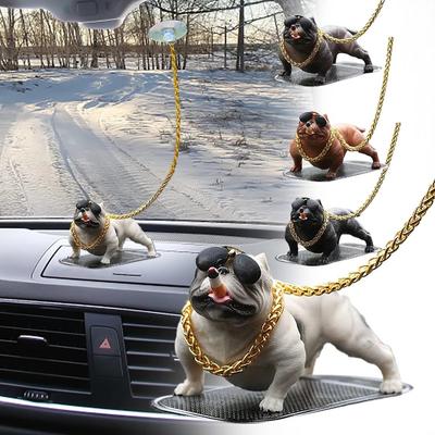 Funny Resin Pitbull Dog Statue Realistic No Base Simulation Dog Wear-resistant Dog Ornaments Car Interior Dashboard Decoration