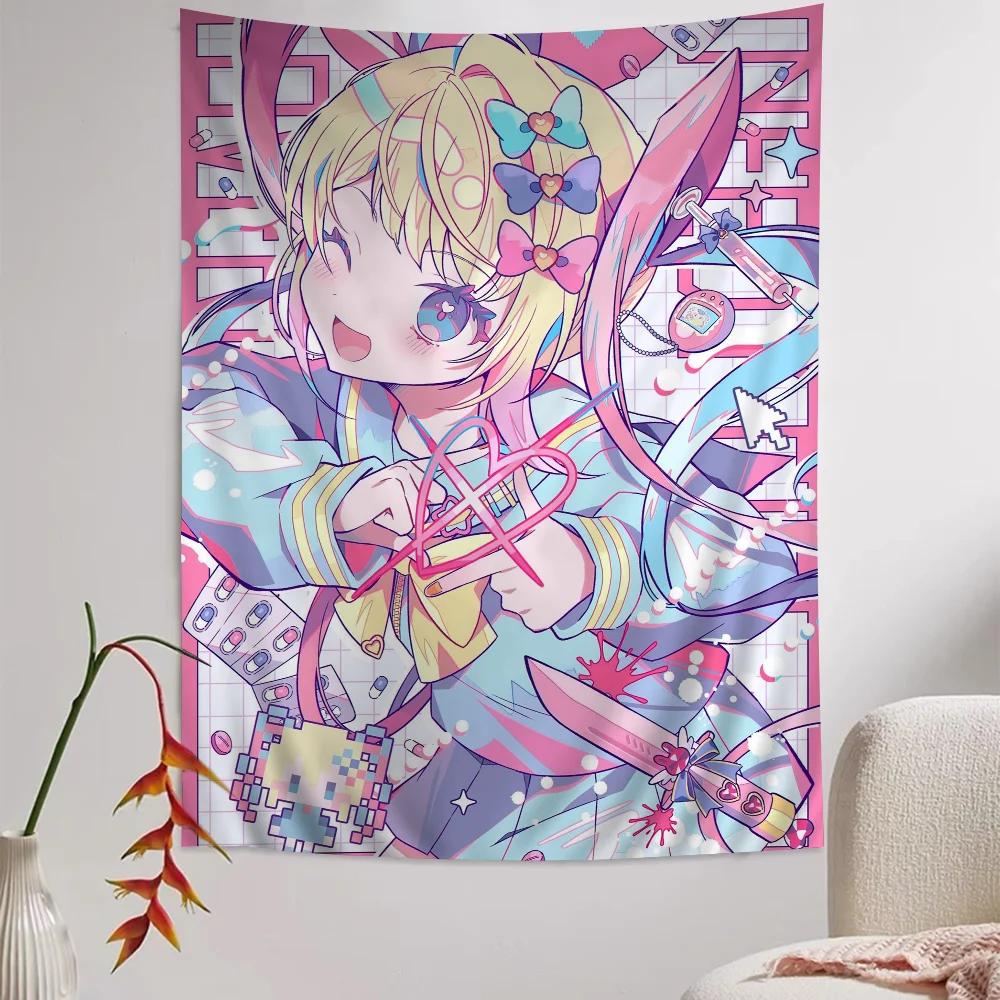 VIKAMA Cyber Yandere Girl Wandteppich Y2K Ästhetisches Design Perfekt für Kawaii Dekoration Schlafzimmer Wandgestaltung und Fotokulisse