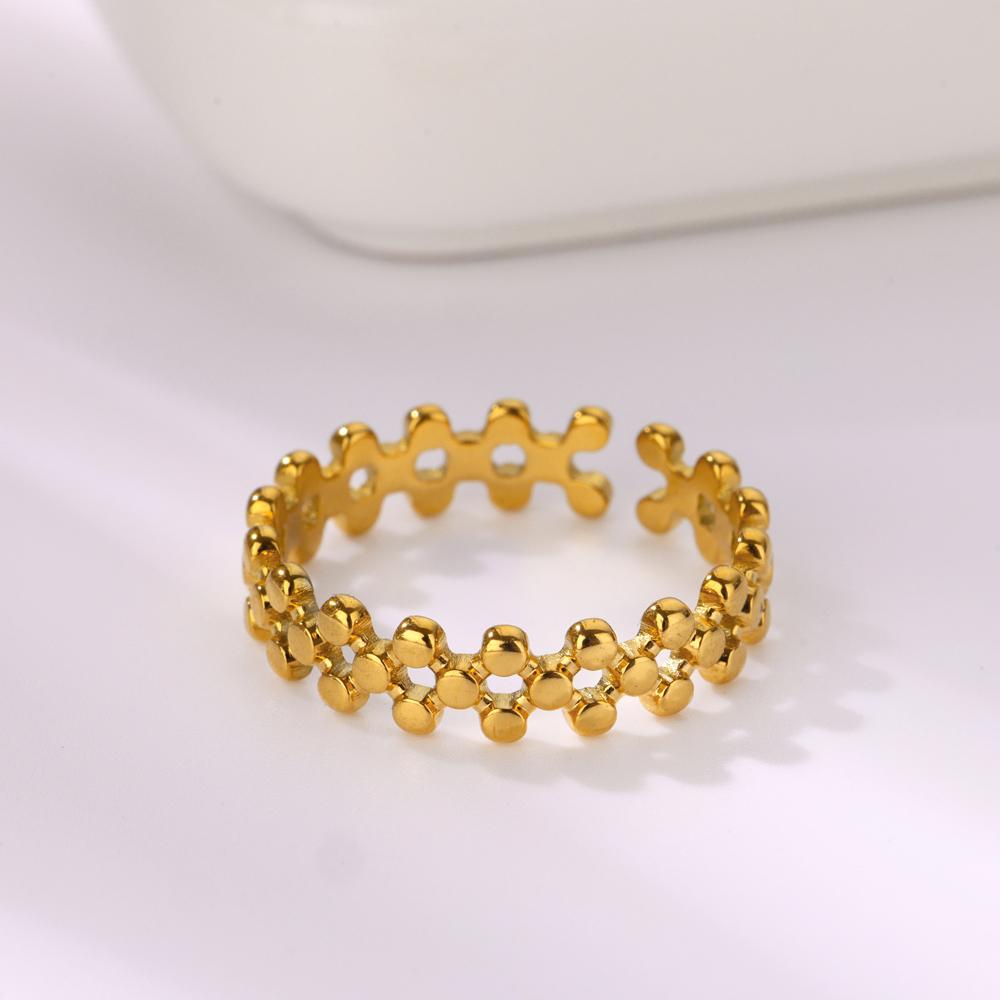 Hollow DNA Beads Open Stainless Steel Rings for Women 2024 Trendy Gold Color Aesthetic Wedding Couple Ring Femme Jewelry anillos