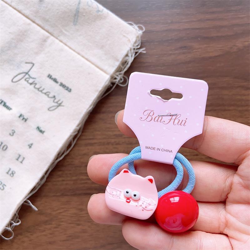 Dziecięcy Letni Kolorowy i Uroczy Trójwymiarowy Zestaw Wyrażeń Akrylowy Pierścień do Włosów Dziewczęcy Duży Sznurek do Włosów