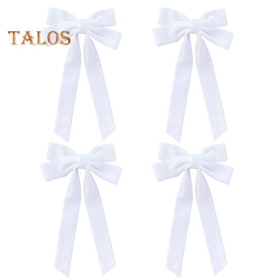 4Pcs Christmas Velvet Bow Ribbon Gifts Garlands Windows Doors Walls Stairs Bow Embellishments Handmade Decoration