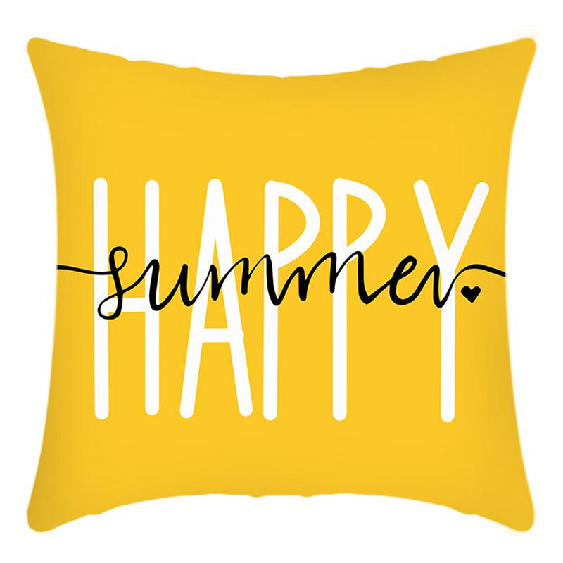 New Green Plant Pillow Cover English Letter Daisy Print Pillow Home Sofa Cushion Cover