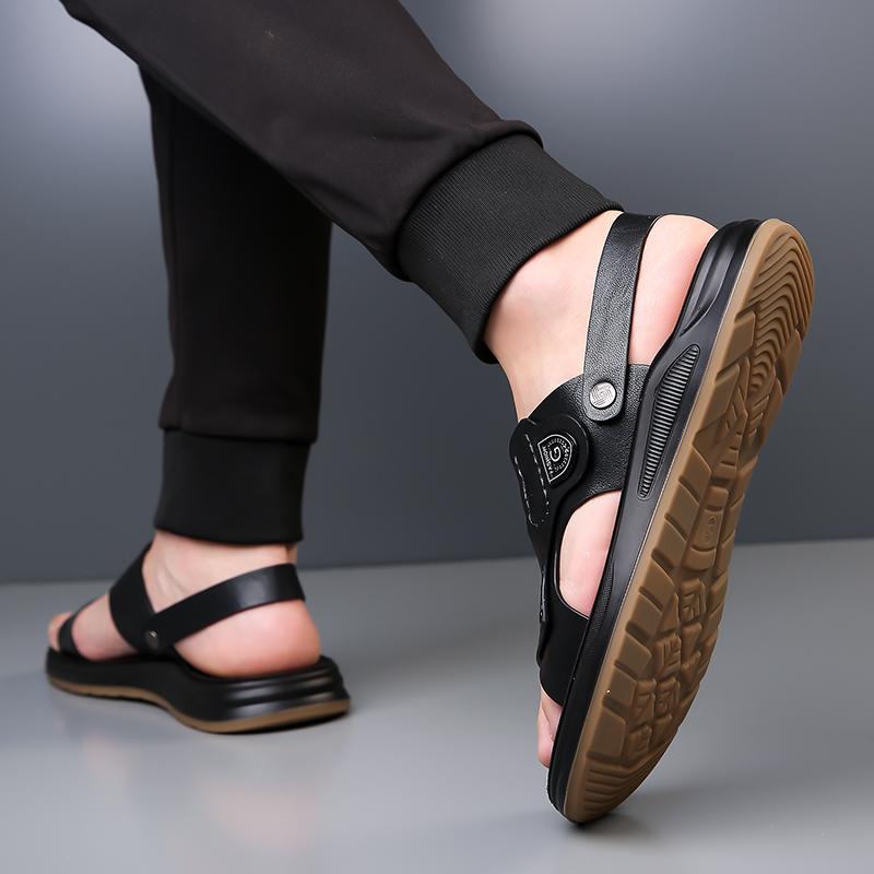 Fashion Hiking Genuine Leather Outdoor Indoor with Platform Trekking Height Ankle Wrap Slippers Beach Male Shoe Men's Sandal Big Size 47