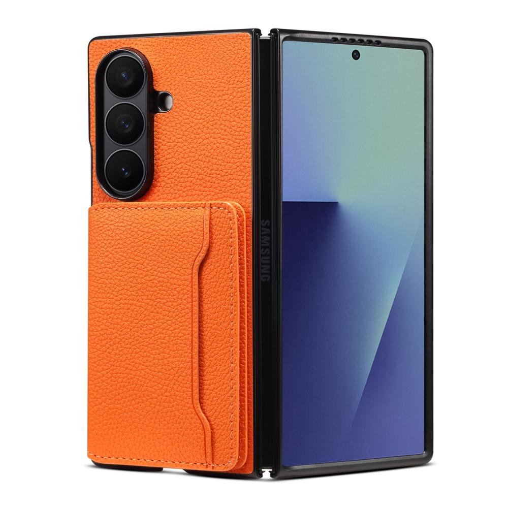 Luxury Litchi Leather Solt Card Holder Folding Wallet Case For For Samsung Galaxy Z Fold 7 6 Fold5 Shockproof Soft Silicone Cover