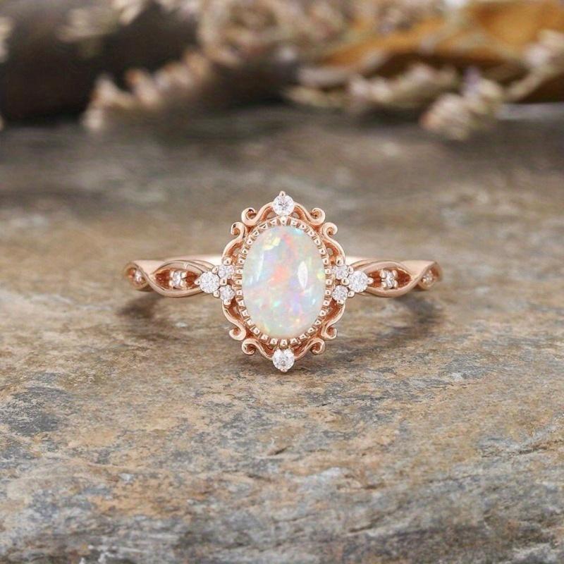 

1Pc Exquisite Rose Gold Ring Set with Synthetic Zircon 10