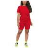 Women's 2 Piece Casual Sports Solid Color Suit Short Sleeve Top And Pants Set