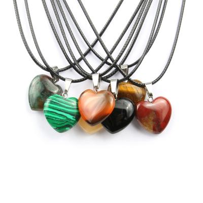 1 pz lotto ciondolo in pietra naturale a forma di cuore cristallo quarzo rosa agata collane pendenti 2 × 0,6 cm