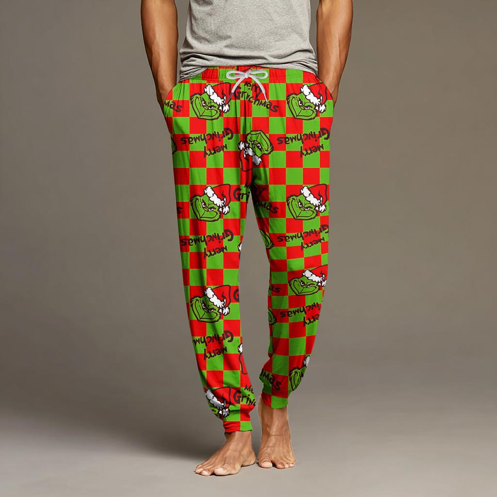 Pánské ležérní kalhoty se stahovací šňůrkou, kapsami a manžetami, domácí spací kalhoty