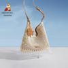 Straw Man Woven Shoulder Tote Bag