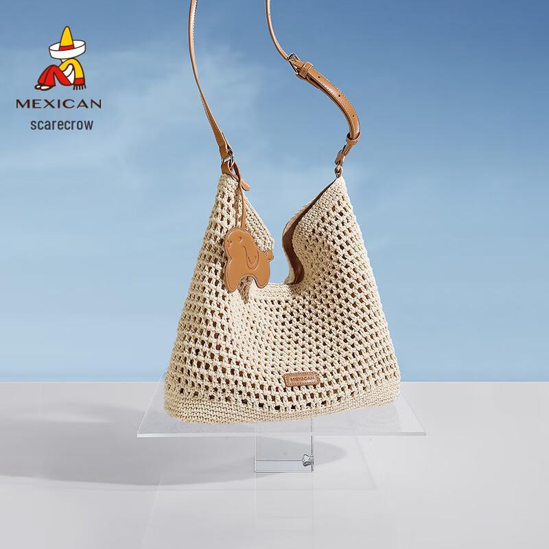 Straw Man Woven Shoulder Tote Bag