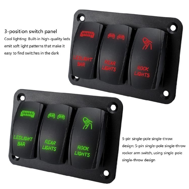 Multifunctional 12V 24V Car 2 Gang/3 Gang Rockers Switch Panel with LED Indicators for Enhances Vehicle Lighting Control
