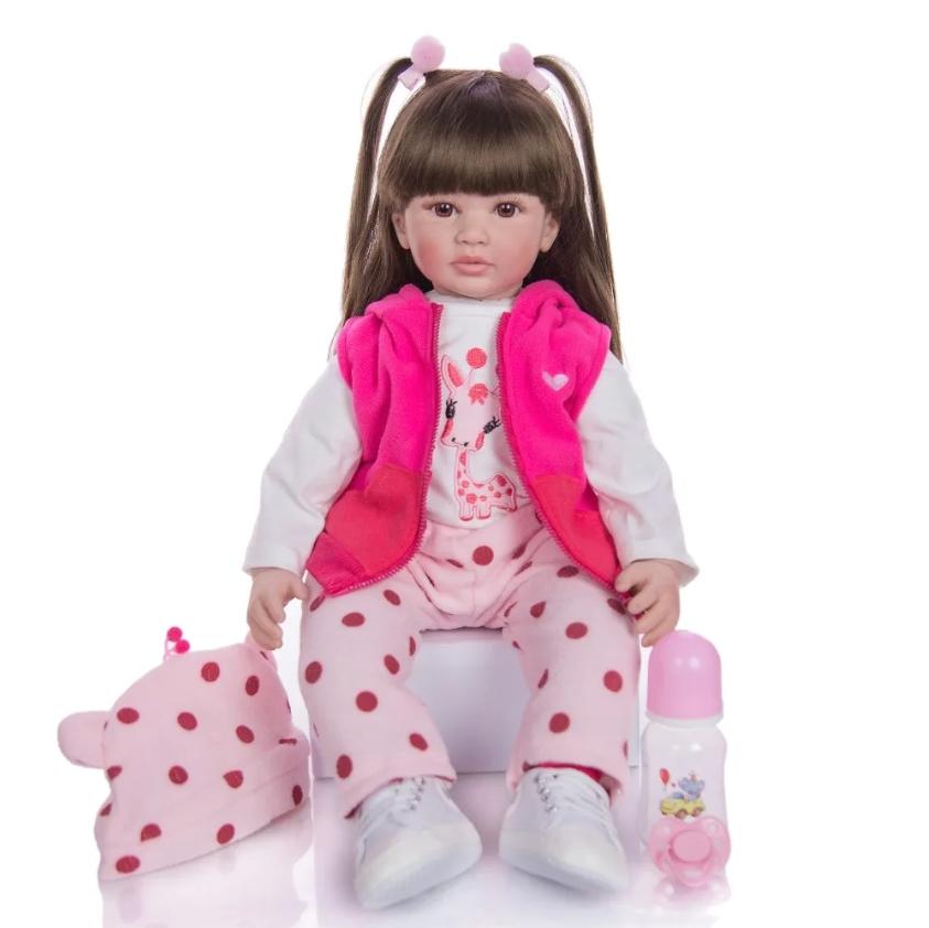 KEIUMI New Design Baby Reborn Girl Doll 24 Inch Soft Silicone Cloth Body Realistic Reborn Dolls Babies Bonecas Meninas