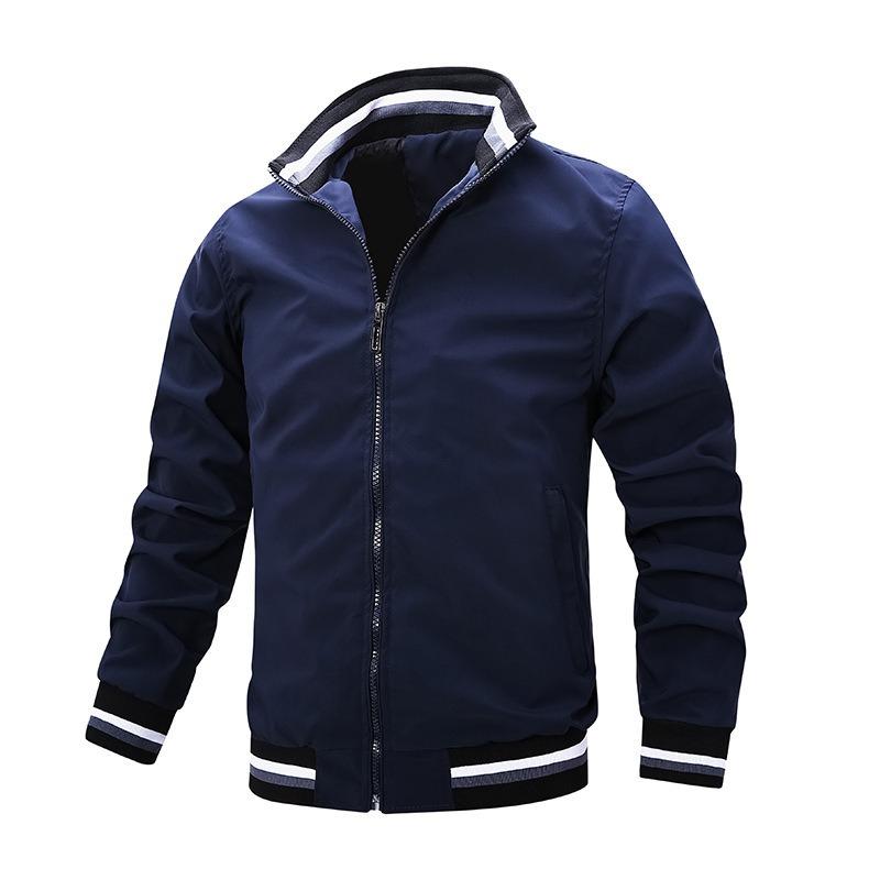 Spring and Autumn New Casual Loose Jacket Men's Spring and Autumn Sports Solid Color Stand-Up Jacket Men's