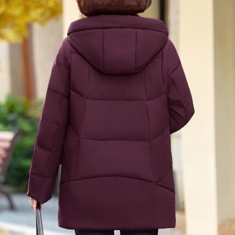 Plus Size XL-6XL Middle Age Women's Down Coats Winter Vintage Parkas Hooded Elegant Loose Thick Warm Down Jackets Woman Outerwears