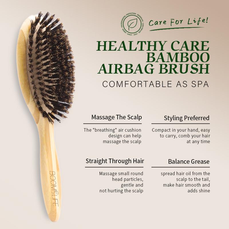 BOOMSLIFE Soft Boar Bristle Hair Brush Professional Women Bamboo HairBrush Massage Bamboo Comb for Hair Beauty Care Salon Tools