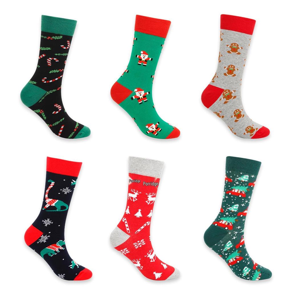Festive Mid-Calf Cotton Socks: New Trendy Colorful Christmas Men's Plus Size Casual Socks