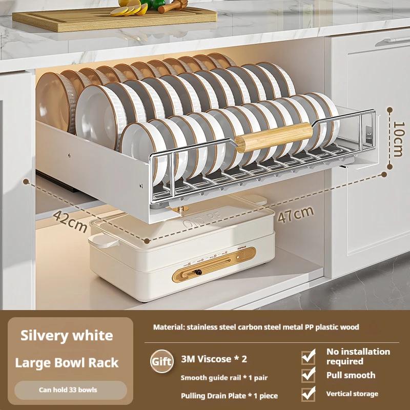 Kitchen Dish Storage Rack Cabinet Pull-out Bowl Rack Pull-out Basket Cabinet Drawer Type Storage Rack BowlPlate Plate Drain Rack