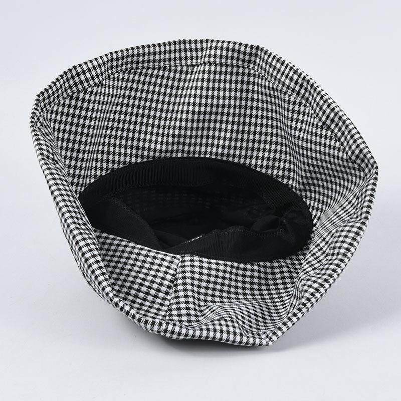 Chapéu Balde Xadrez de Aba Larga da Moda para Mulheres Viseira de Sol Dobrável para Senhoras Chapéu de Algodão para Proteção ao Ar Livre para a Praia