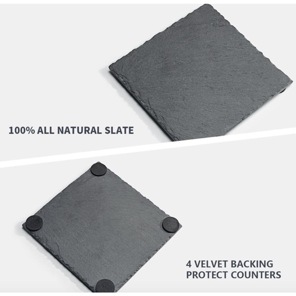 Homlly Slate Stone Drink Coasters (Set of 4pcs)