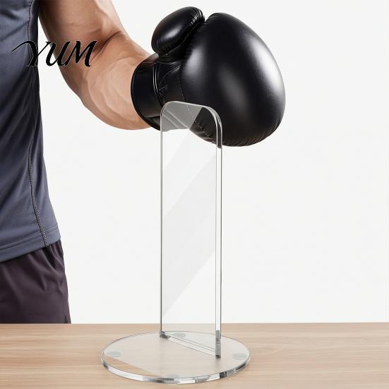 Clear Acrylic Glove Support Boxing Display Stand, Non-slip Base Holder, Home Gym Storage Vertical Rack for Training Sports Gloves MMA Organizer Stand