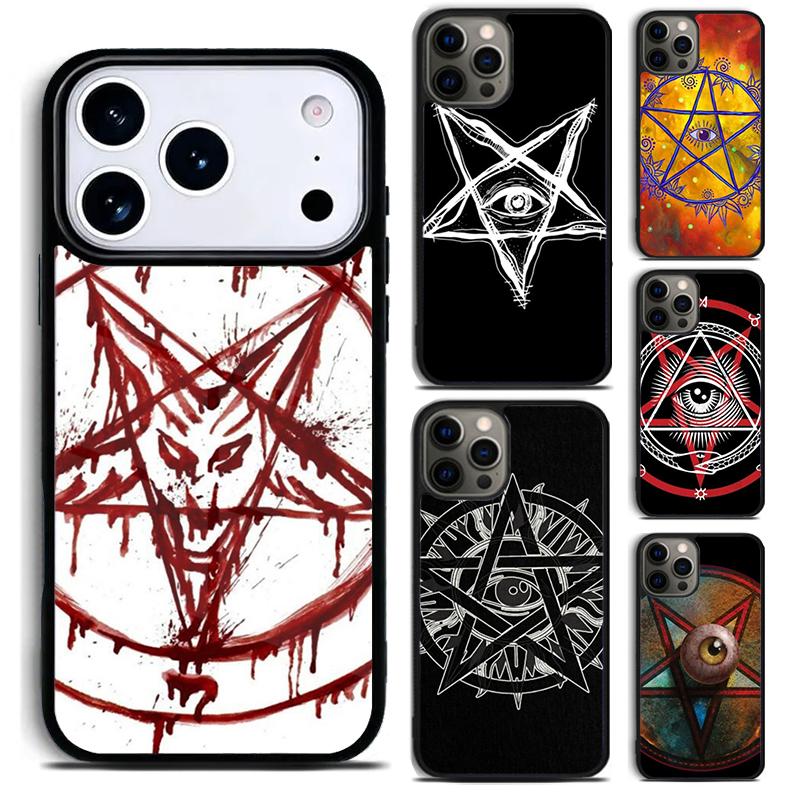 Distressed-Pentagram-Eye Phone Case For iPhone 17 16 15 14 13 12 11 Pro Max Plus 17Air Soft Silicone Cover
