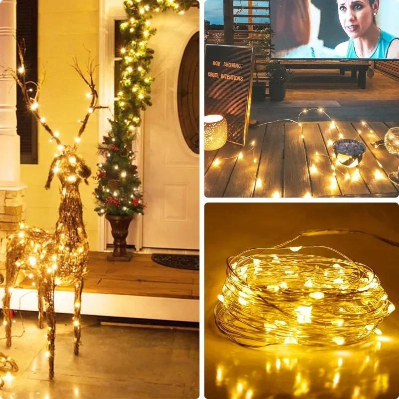 Copper Wire USB LED String Lights Garland Fairy String Light for Holiday Christmas Wedding Party Garden Patio Lights Decoration