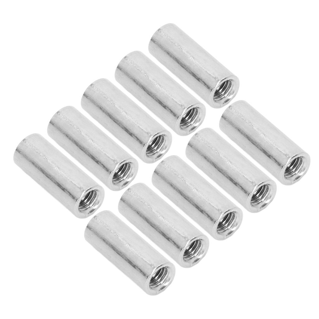 10 Pcs Round Connector Nut M8x1.25 L30mm Stainless Steel Coupling Nuts Threaded Sleeve Rod Kit
