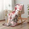 1pc Extra Large Flannel Blanket - Heavyweight All-Season Soft Warm Throw - Cherry Blossom Floral & Mountain Landscape In
