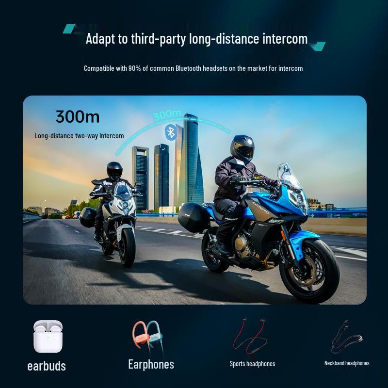 Bluetooth Y12 Pro Motorcycle Helmet Intercom IP56 Waterproof 300m Range CVC Noise Reduction