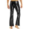 Herren Wetlook Schlaghose 70er Jahre Retro Kostüm Herren Lederhose Glanzhose Leggings Tanz Clubwear