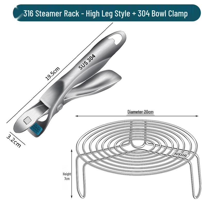 316 Stainless Steel Steamer Rack for Buns and Vegetables - Pressure Cooker Tray & Water Bath Separator