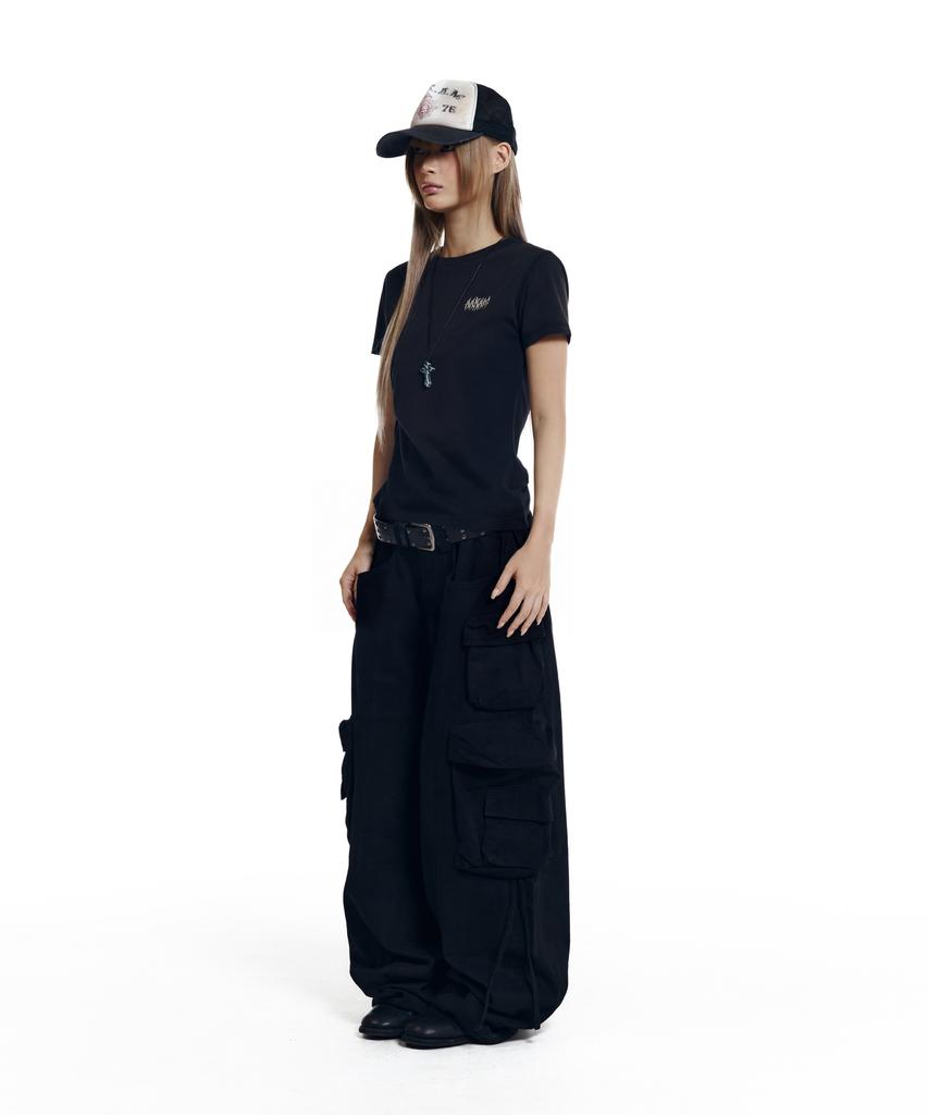 AAKAM Heavy Cargo Shirring Pants (Black)