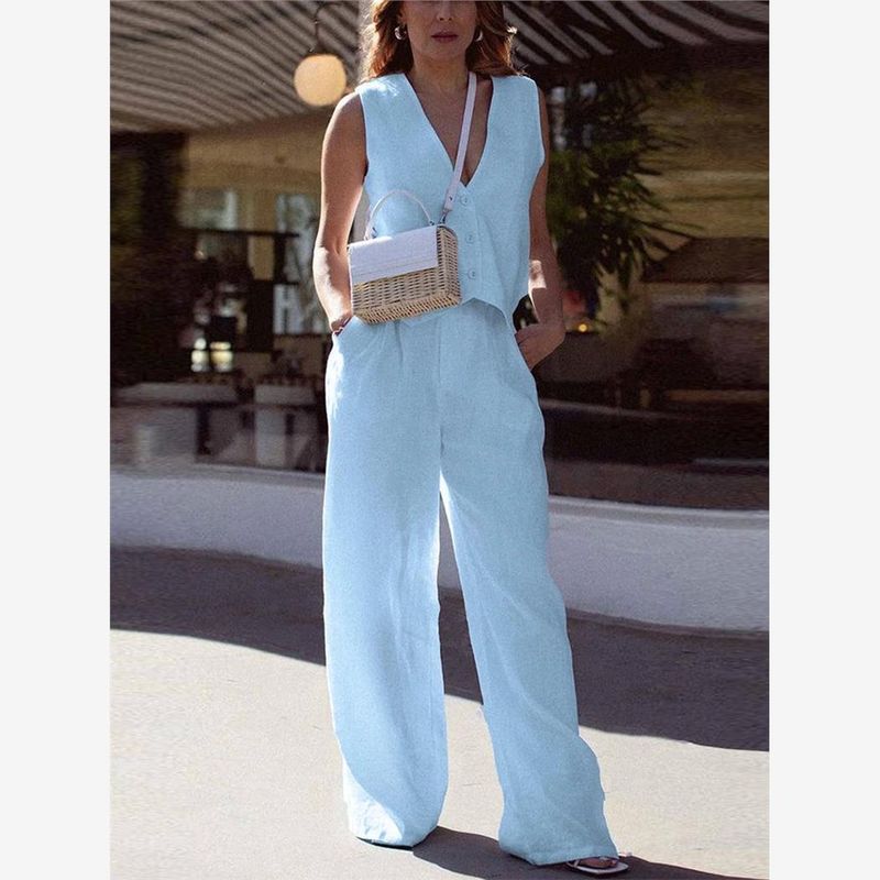 Women's Vest Wide Leg Pants Casual Set