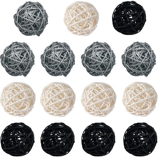 15 Pieces Wicker Rattan Balls Decorative Orbs Vase Fillers for Craft, Party, Wedding Table Decoration, Baby Shower, Aromatherapy Accessories, 2 Inch