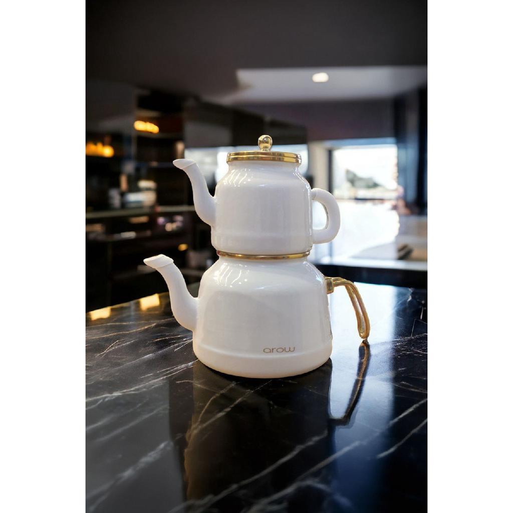 Juego de tetera de esmalte blanco En-4534