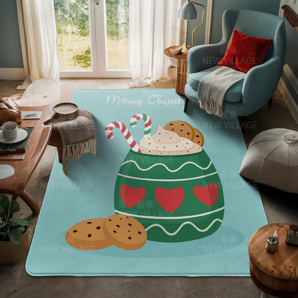 House Entrance Carpet Home Door Mat Living Room Bath Foot Bathroom Non-slip Water Absorption Rugs Bath Merry Christmas Winter