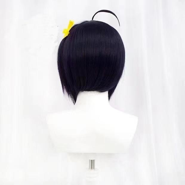Anime Cosplay Wig, Takanashi Rikka Dark Purple Short Hair High-Temperature Fiber Synthetic Hairpiece