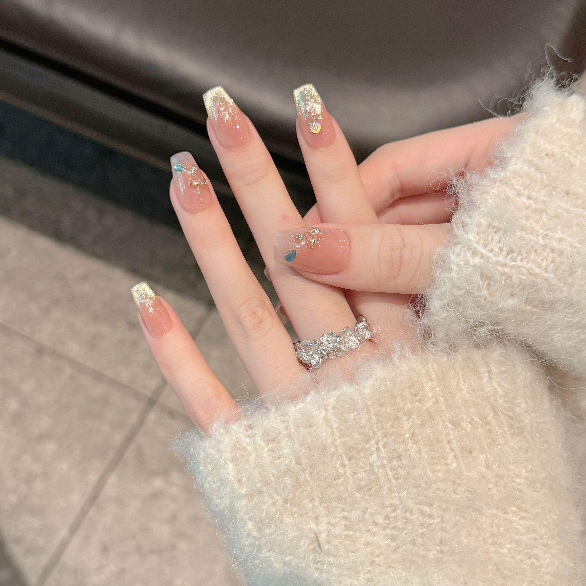 Yihe Gradient Cat Eye Pearl Peacock Feather Whitening Gel Nails