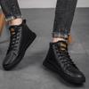 FashionMen Retro Work Shoes high top Autumn Winter Thick Bottom High Top cotton Casual Boot Leather Boots Chelsea plush warm Boots