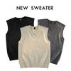 Mens V-Neck Knit Vest Lazy Style Sleeveless Sweater Retro Fashion Cardigan Layering