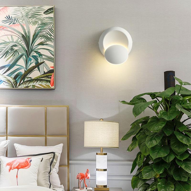 Lampada da parete circolare da comodino rotante eclissi lunare da 350 gradi Lampada da parete per soggiorno Sfondo Scala Apparecchio di illuminazione decorativa
