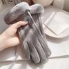 1PAIR Gloves Women's Winter Fleece Thickened Warm Ins Cute Touch Screen German Fleece Autumn and Winter Electric Vehicle Cold-proof Riding Gloves