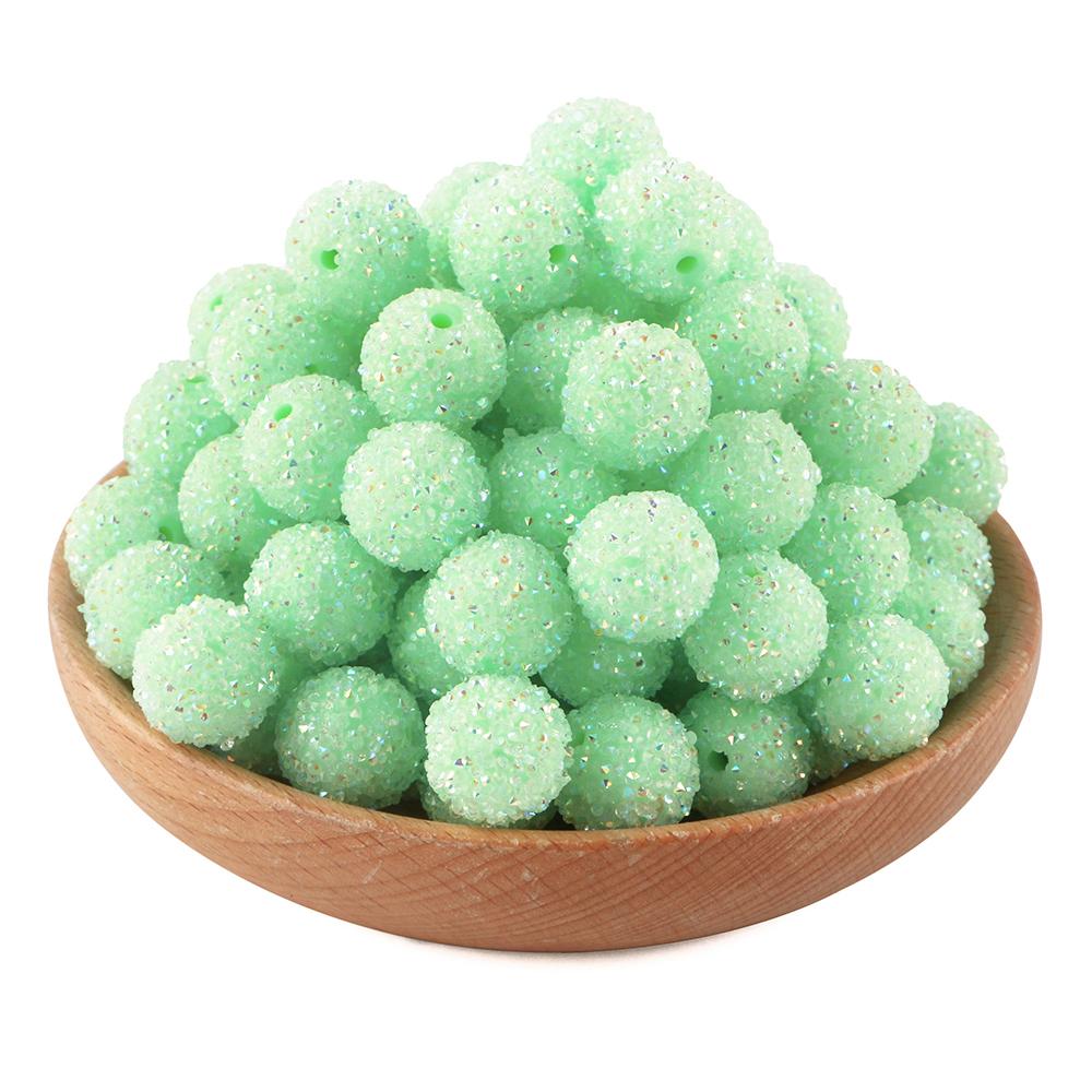 15Pcs 16MM Resin  Round Acrylic Beads Sugar Sand Pasting Process Fashion For Jewelry Making DIY Handmade Bracelets Accessories