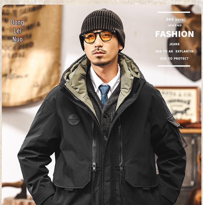 American Workwear Men's Mid-Length Hooded Winter Parka Jacket
