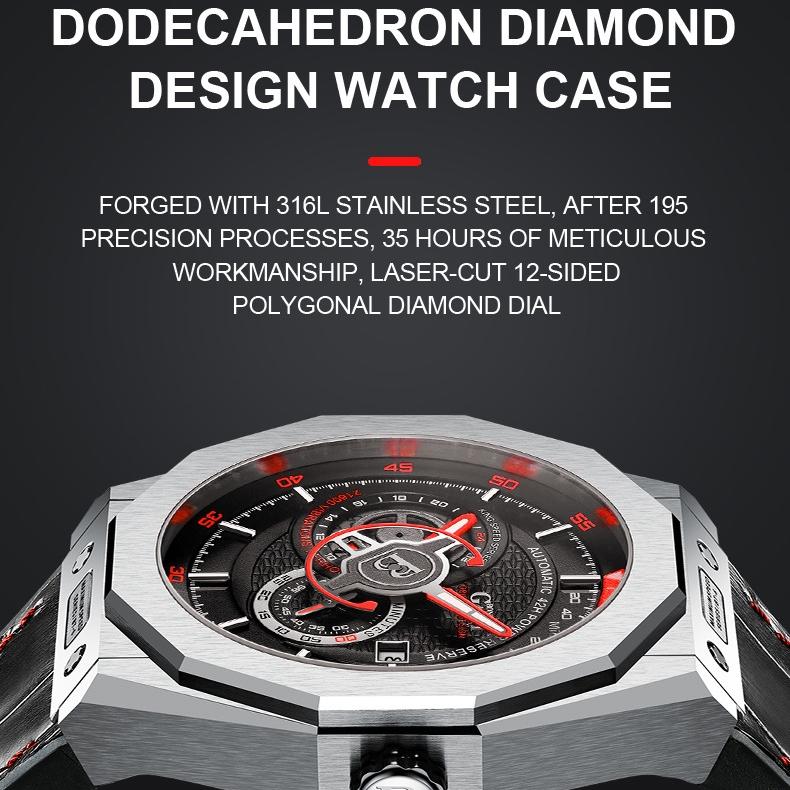 Bonest Gatti Watches Business, im Dunkeln leuchtende mechanische Uhr, wasserdichte Luxusuhr