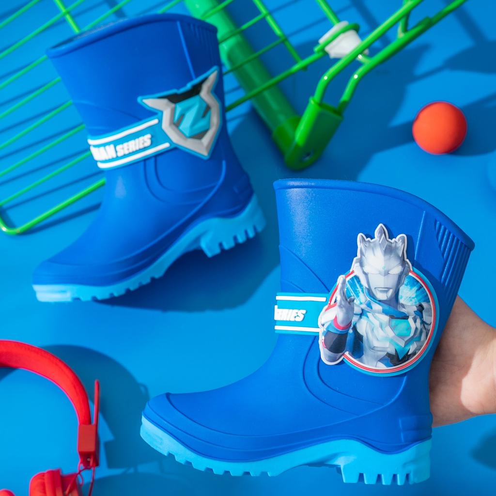 Neue Sommer High-Top Ultraman Gummistiefel, Tiga und Zeta Cartoon Wasserdichte Schuhe für ältere Kinder und Jungen, Schlupfschuhe
