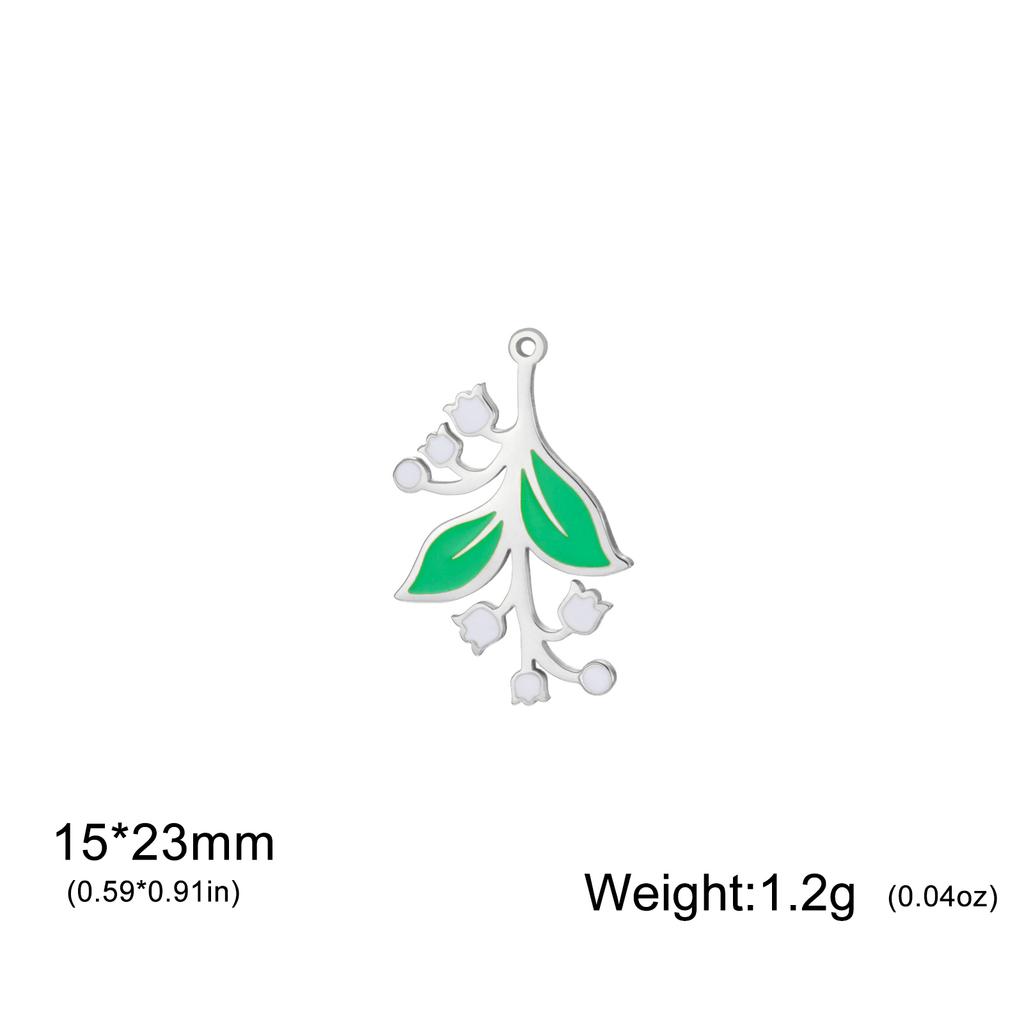 Teamer 1pc Enamel Lily Of The Valley Pendant Gold Color Stainless Steel DIY Making Charms For Necklaces Trendy Jewelry Gift