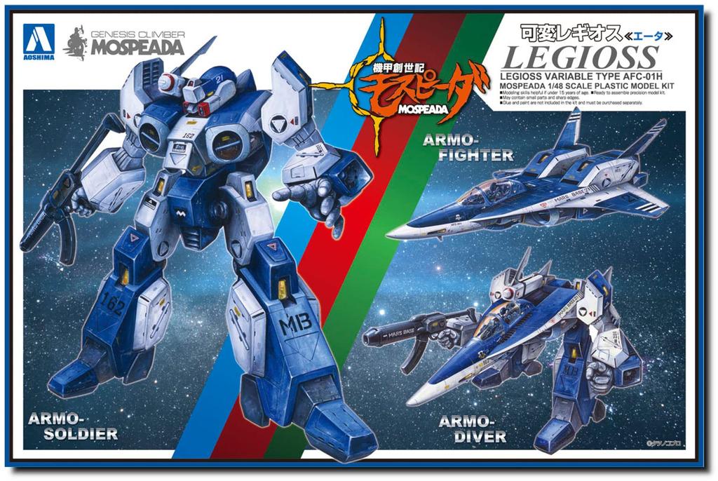 Aoshima Bunka Kyozaisha Kiko Genesis Mospeada Variabilní Regios Eta měřítko plastový model 1/48
