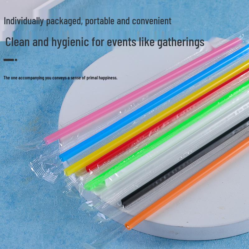 1000-Pack Transparent 19cm Disposable Plastic Straws for Milk Tea, Soy Milk & Juice - Individually Wrapped & Hardened